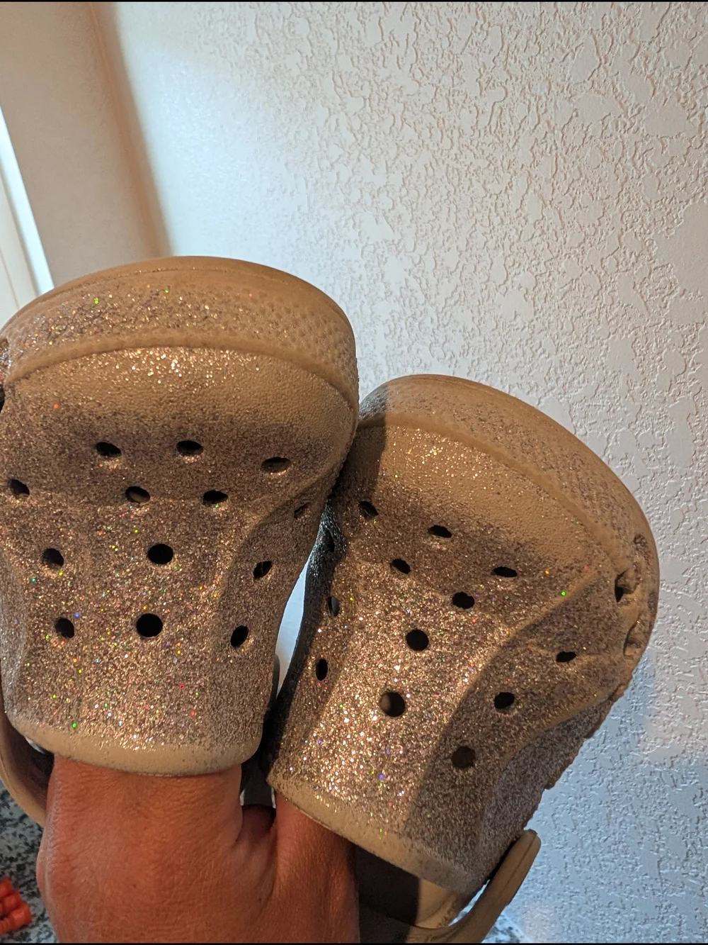 Crocs Kids Classic Glitter Clog - Silver